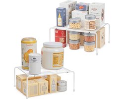 SnelShoppen - 2x ROFAY Keuken Organizer - Metalen Draad Opslagplank voor Keukenkast, Aanrecht, Koelkast, Speelgoedkast - Ruimtebesparend en Stevig