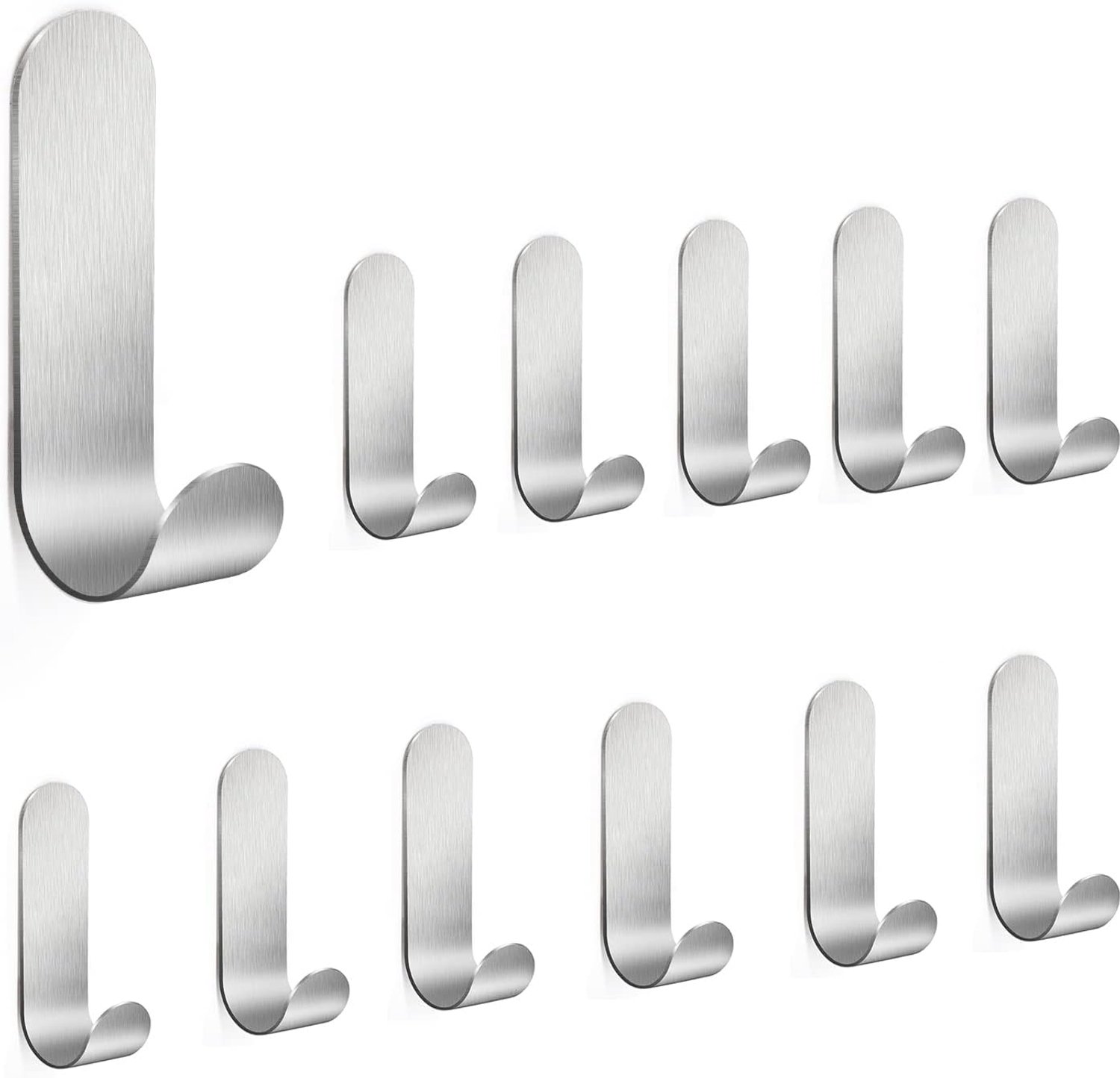Zelfklevende haken 12 stuks - zilver - eenvoudig te bevestigen - ideale oplossing voor ophangen - Homevero