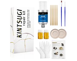 MUFUN Kintsugi reparatieset, reparatie keramische schalen en vazen ​​met goudpoederlijm, Entry Kintsugi Kit perfect - Homevero