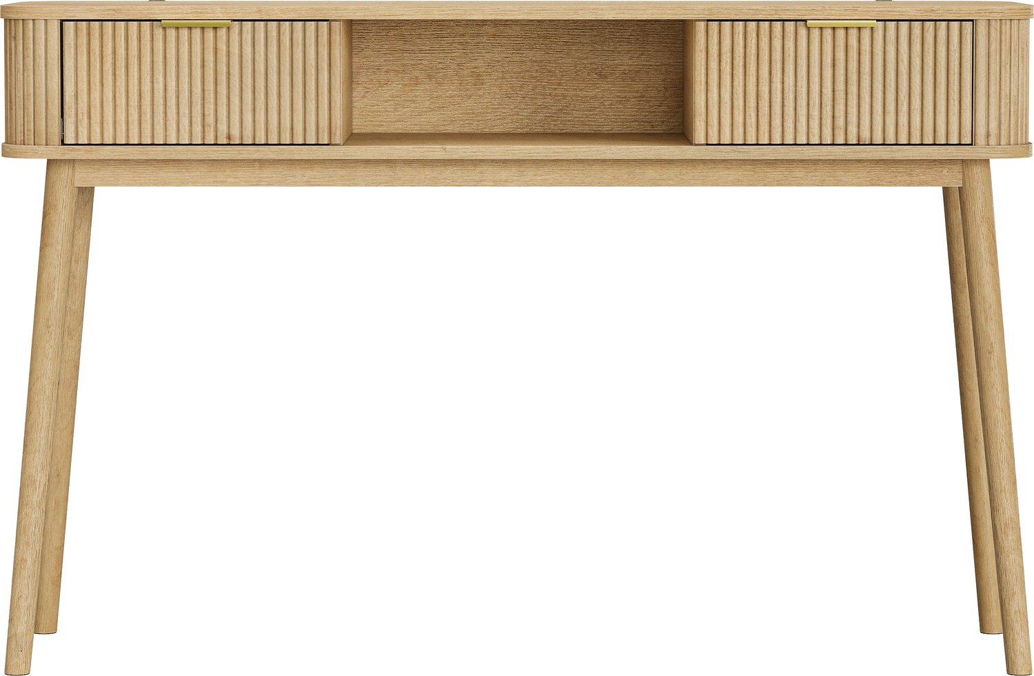 SONNENH Sidetable met 2 laden en open middenvak - Lichte eikenlook - 120 x 35 cm