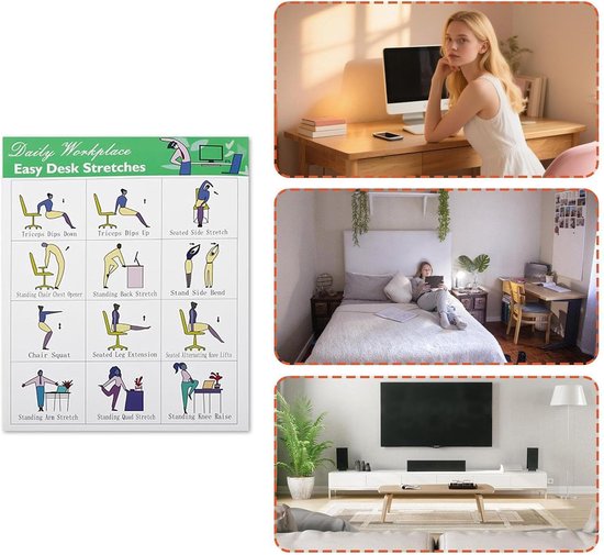 6-pack stoel yoga poster - 1 stuk - duidelijke instructies - verbeter je yoga-vaardigheden - Vemera — afbeelding 3