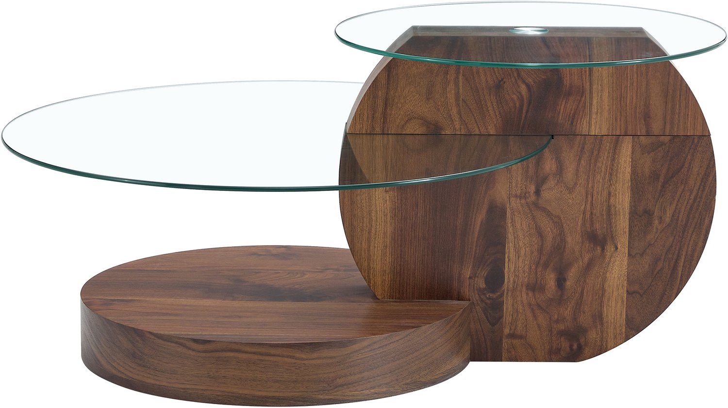 SONNENH Salontafel - Twee glazen niveaus - 90 x 70 x 44 cm - Transparant/walnootlook