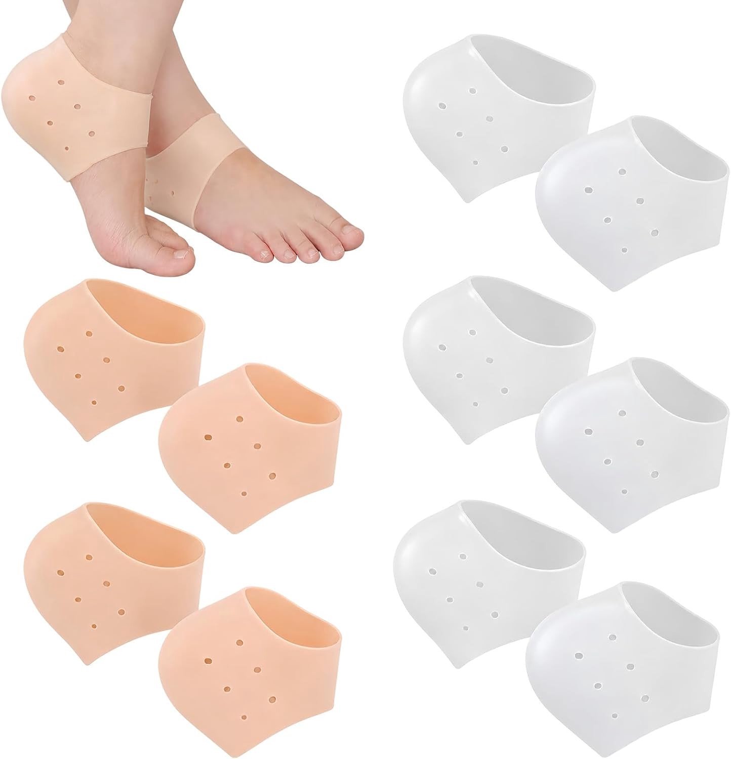 Herbruikbare silicone hielpads - 6 paar, bescherming tegen blaren, hielspoor en fasciitis, comfortabel voor hoge hakken en werkschoenen