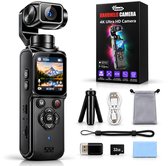 MrGoods Action Camera - 4K Ultra HD - Pocket Vlog Camera met Automatische Gezichtstracking - 330° Draaibare Lens - WiFi Touchscreen - 75MP - 32GB SD-Kaart