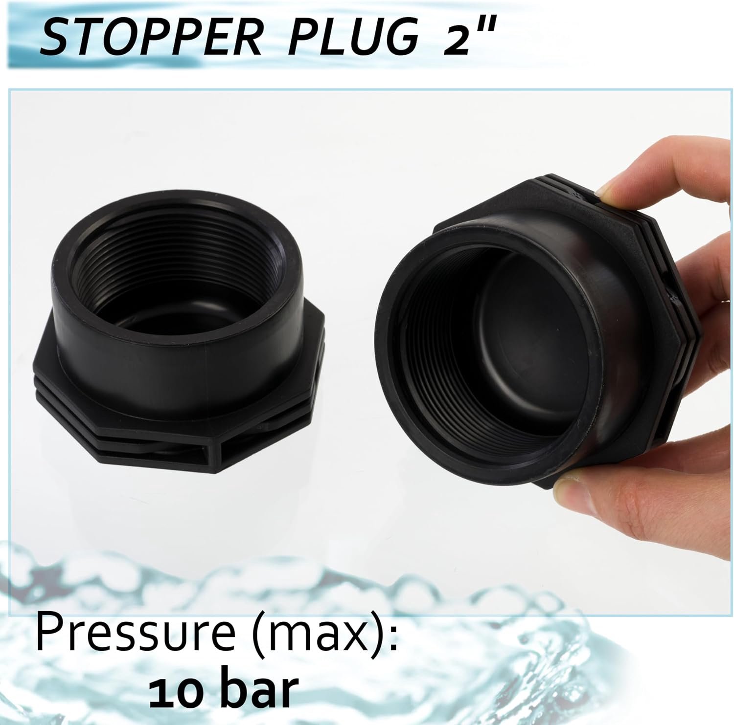 Irrigatiepluggen 2 inch - polyethyleen - max. druk 10 bar - sluit je irrigatiesysteem af - m-winkel