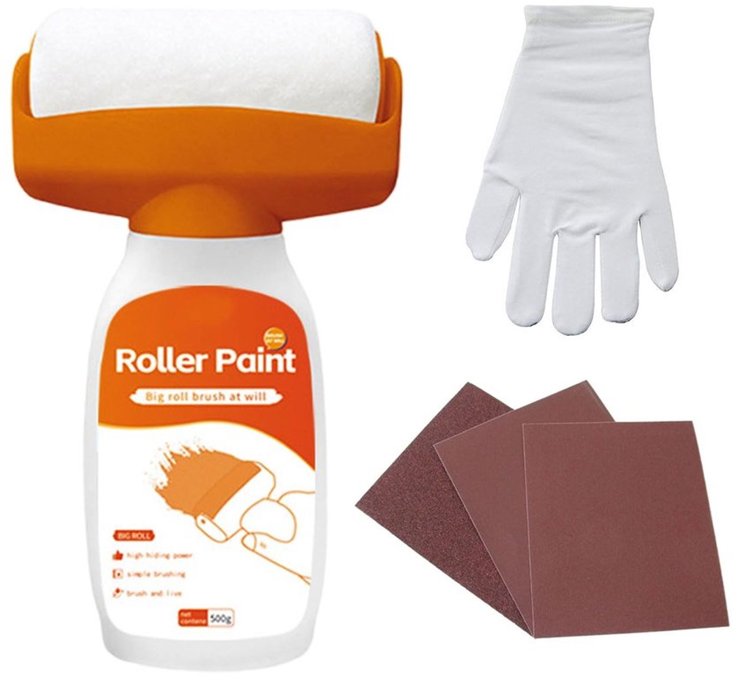 Muurverf 500g - Witte Muurverf - Verfroller - Schuurpapier - Handschoenen - Matte Latexverf