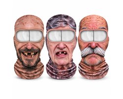 VHV-Grappige Bivakmuts 3 Stuks - 3D Realistische Balaclava Gezichtsmaskers met Fleece Voering - Rekbaar Nylon en Spandex - One Size - Voor Halloween, Carnaval & Festivals - 19 x 28 x 2 cm