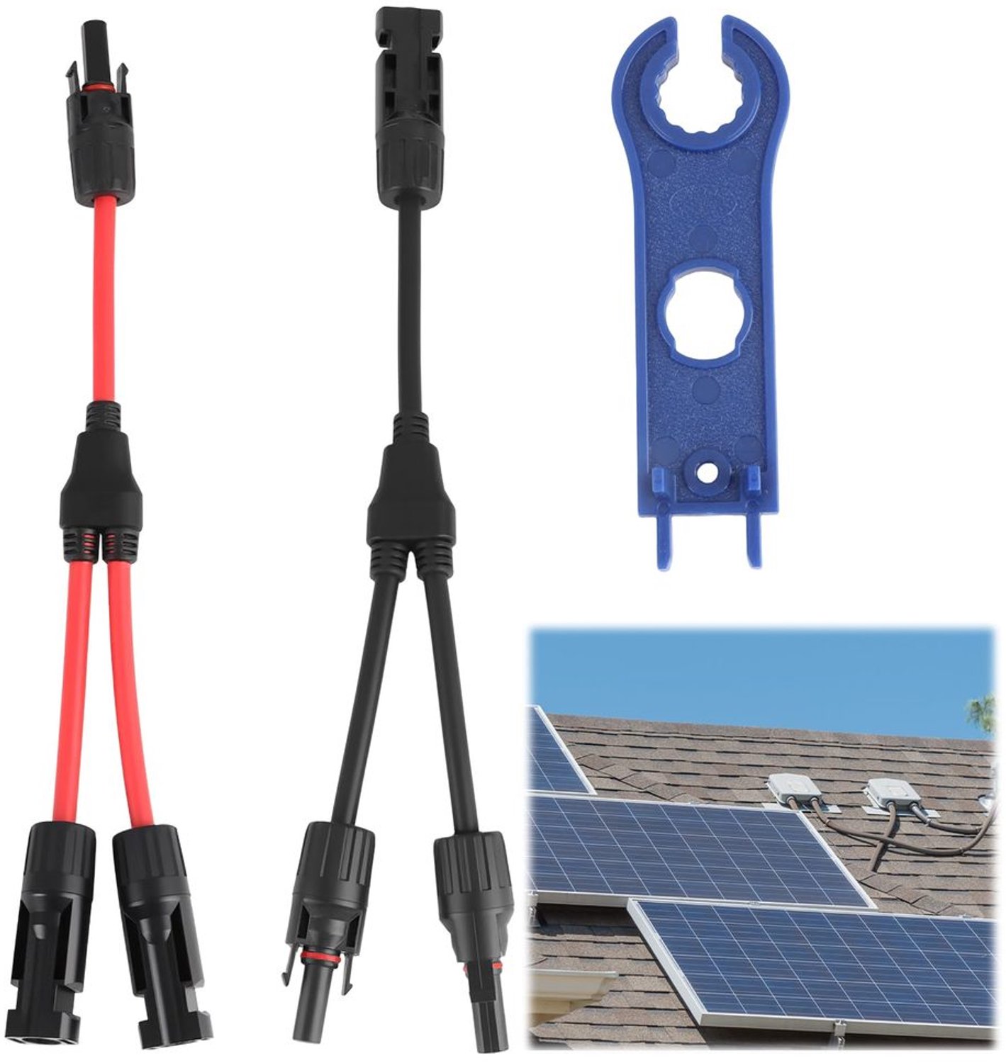 Y-Kabel voor Zonnepanelen, 6 mm², IP67 Waterdicht, 30 cm
