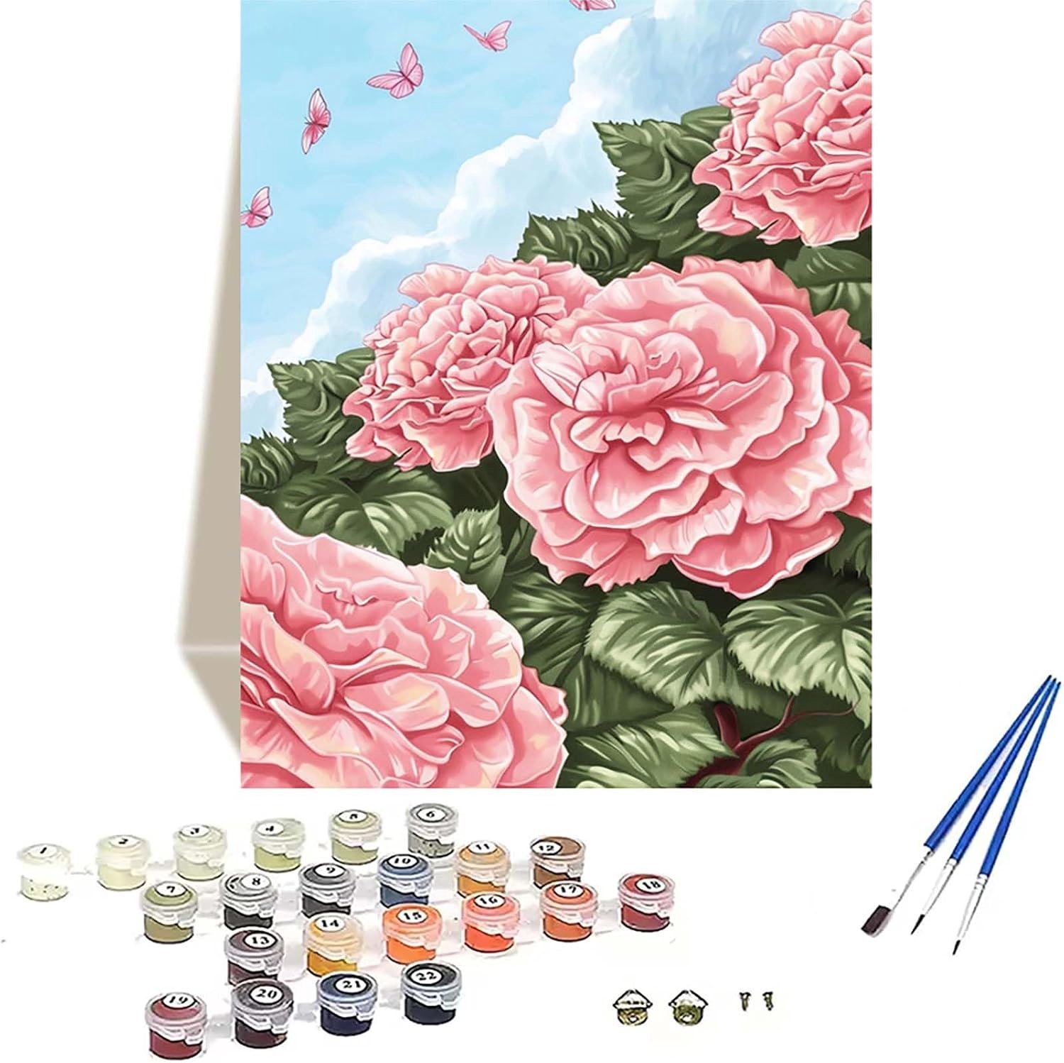 Verf op nummer 20 x - Vlinder schilderen op canvas - Doe-het-zelf kit voor volwassenen - Muurdecoratie - m-winkel