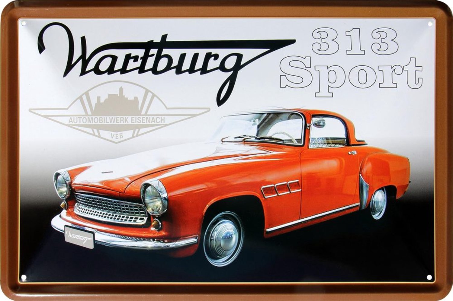 Retro Metaalbord Wartburg Auto 20 x 30 cm