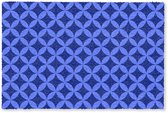 Rechthoekige deurmat met een donker- en lichtblauw geometrisch cirkelpatroon.