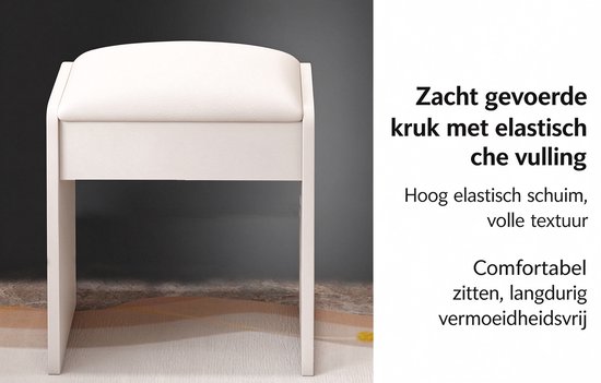 Zacht gevoerde kruk met elastische vulling voor comfortabel en langdurig zitten.