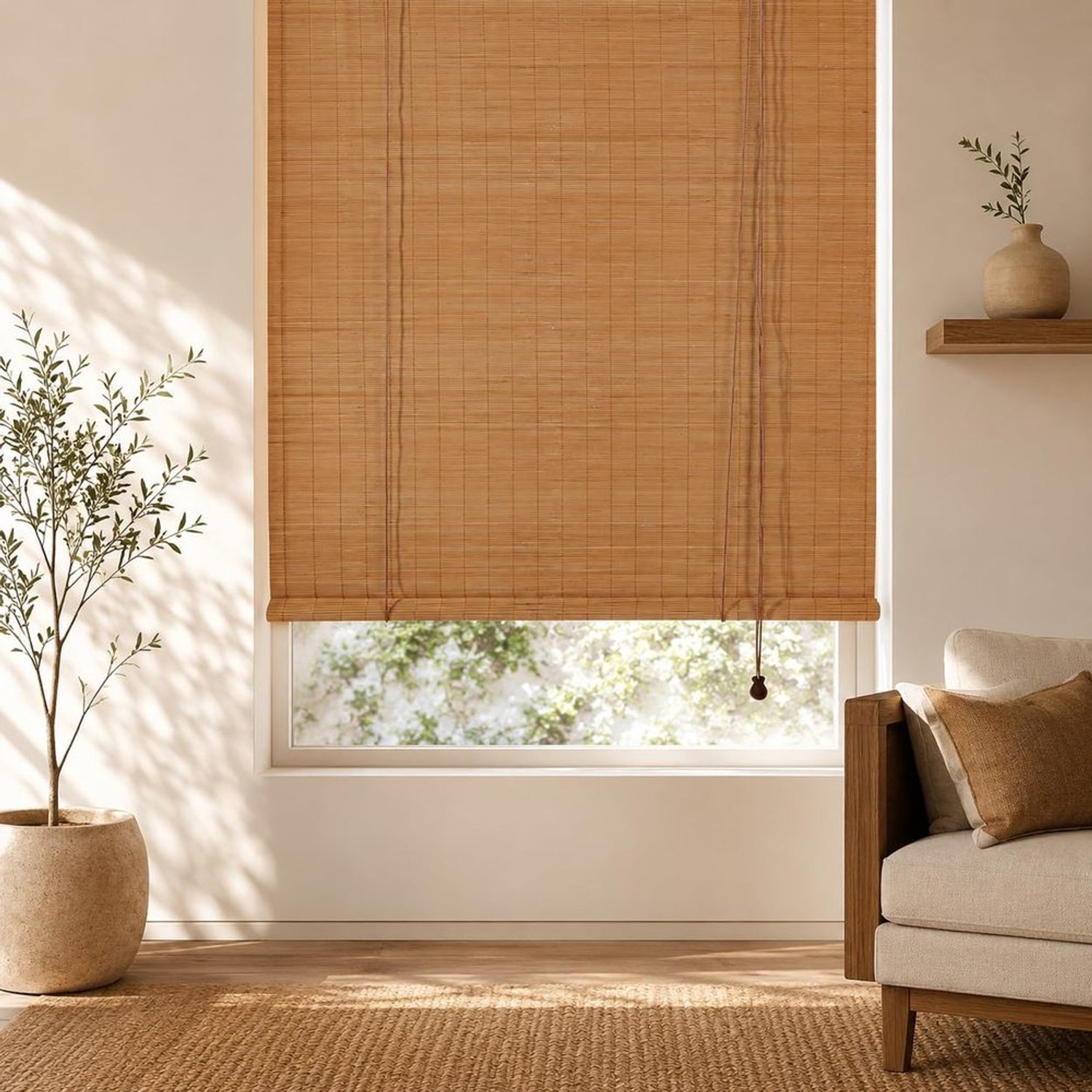 Retro Bamboe Rolgordijnen, Geen Boren, 100x160cm, Voor Binnengebruik