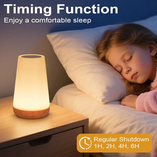 Nachtlampje, LED Touch Nachtkastje Lamp, Oplaadbaar, met Afstandsbediening, 13 RGB Kleurveranderingsstanden, 5 Helderheidsniveaus, Timerfunctie, voor Slaapkamer, Kinderkamers, Woonkamer — afbeelding 2