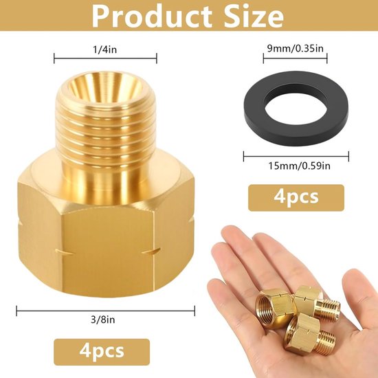 Set van 4 Gasfles Adapters met Rubberafdichting — afbeelding 2