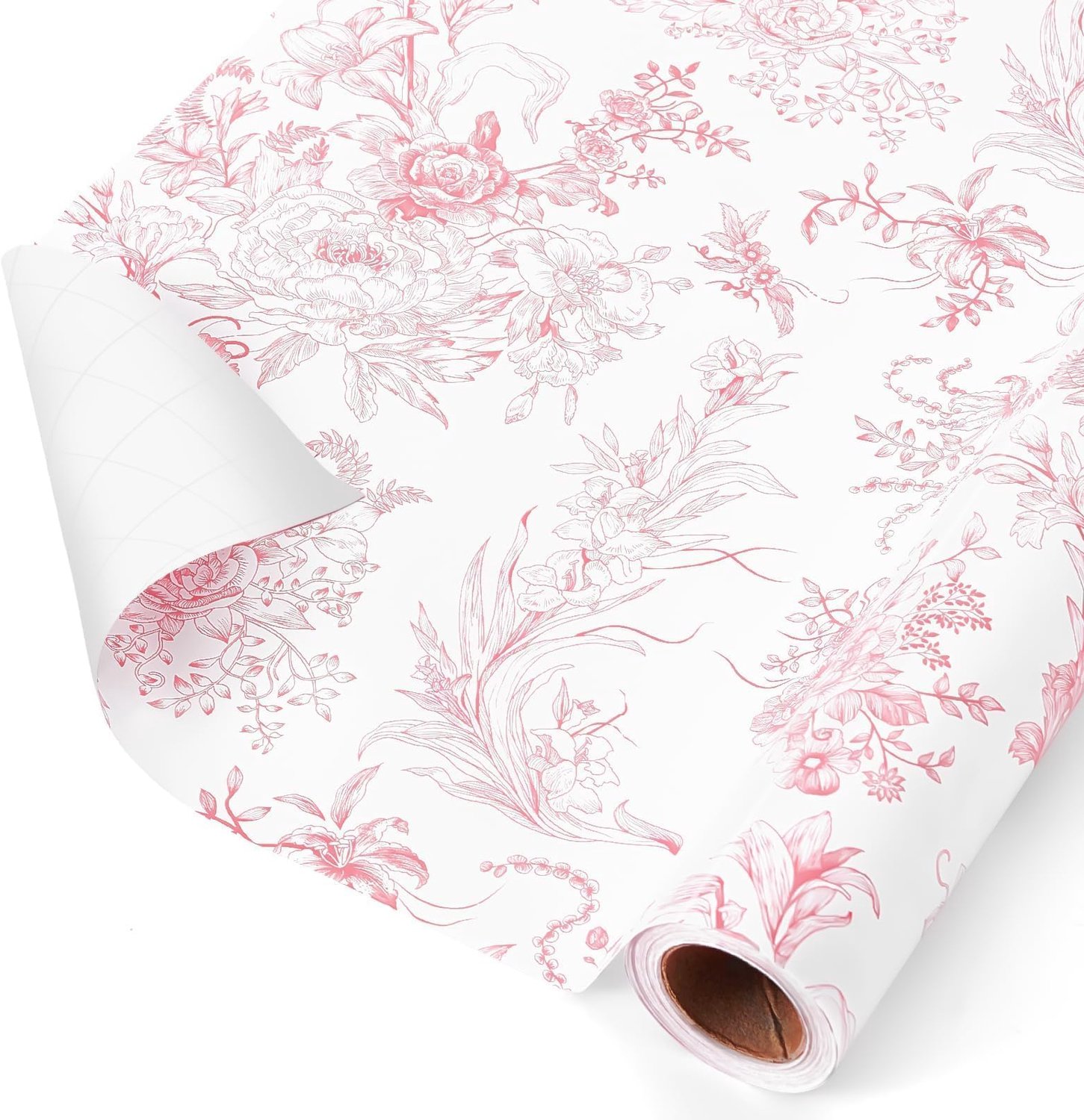 Roze Bloemen Cadeaupapier Rol voor Verjaardagen