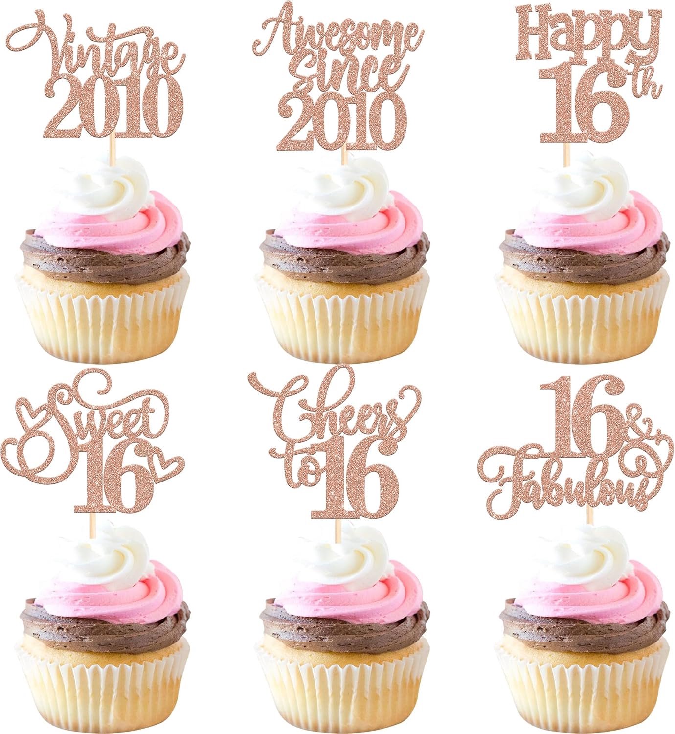 30 Cupcaketoppers 16e verjaardag
