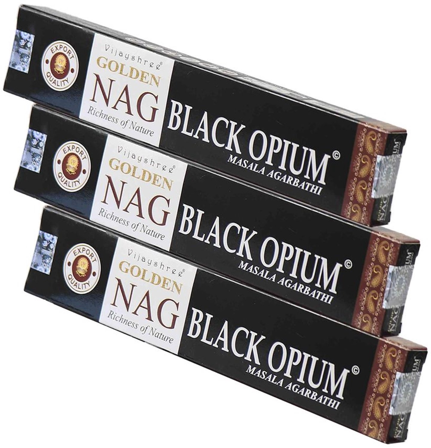 Wierookstokjes 45 g - Golden Nag Black Opium - 100% Natuurlijk - Handgerold in India - Aromatherapie - Ontspannende geurervaring - Masala Wierook