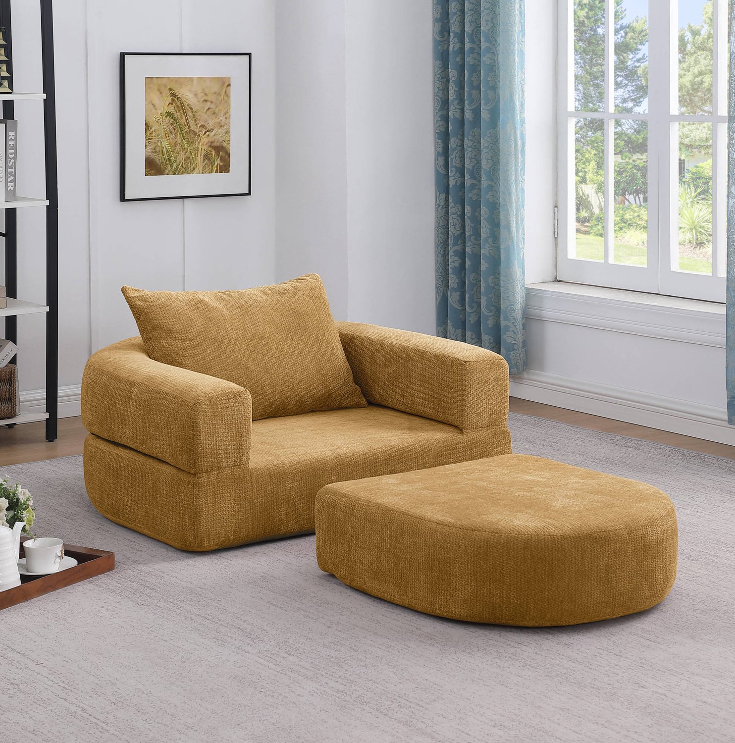 CHICFURN Slaapbank - Opvouwbaar - Met afneembare armleuningen - Geel