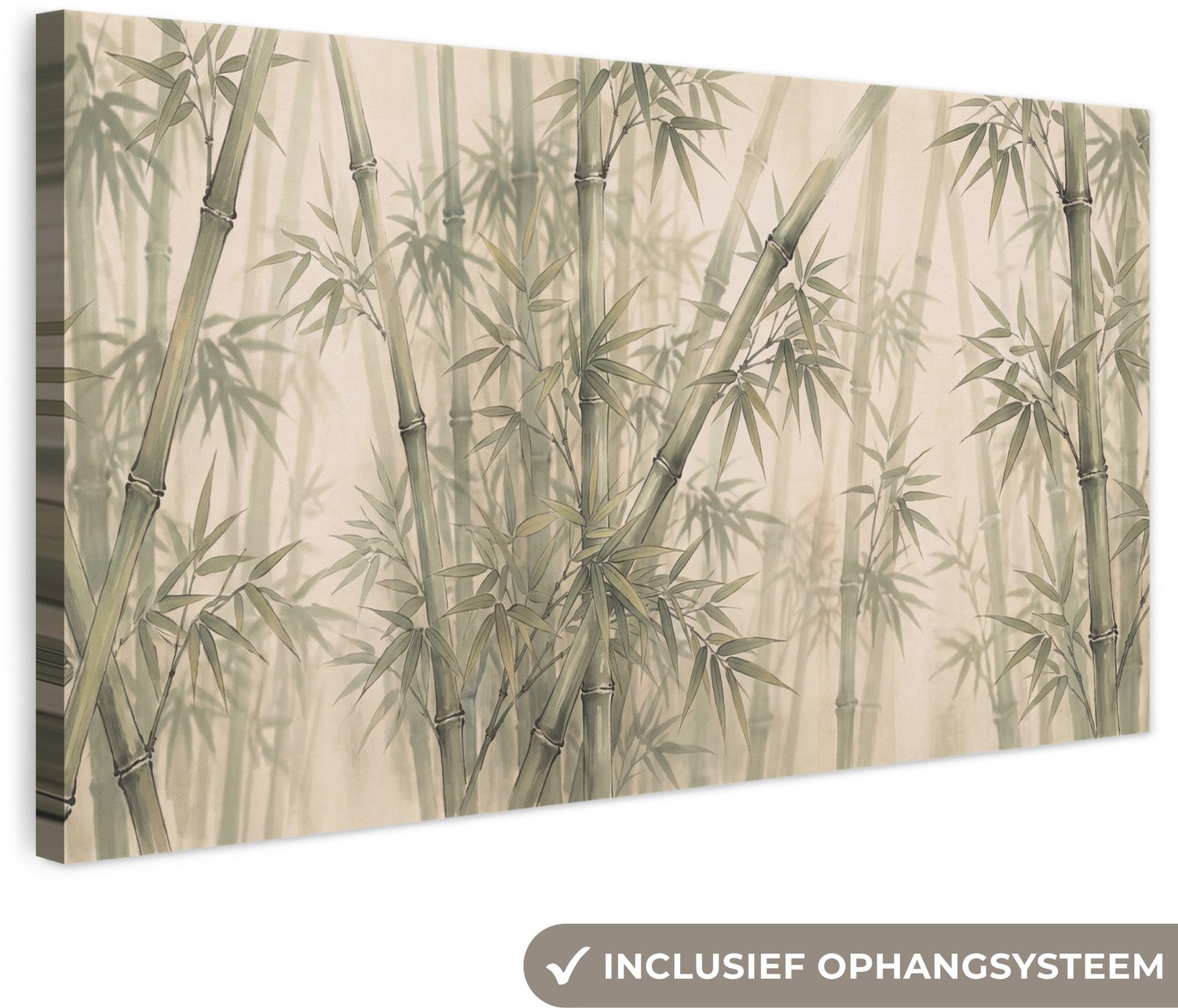 Canvas schilderij 200x100 cm - Exclusieve wanddecoratie Bamboe - Bladeren - Aziatisch - Groen - Natuur - Muurdecoratie woonkamer - Slaapkamer decoratie - Kamer accessoires - Schilderijen op canvas