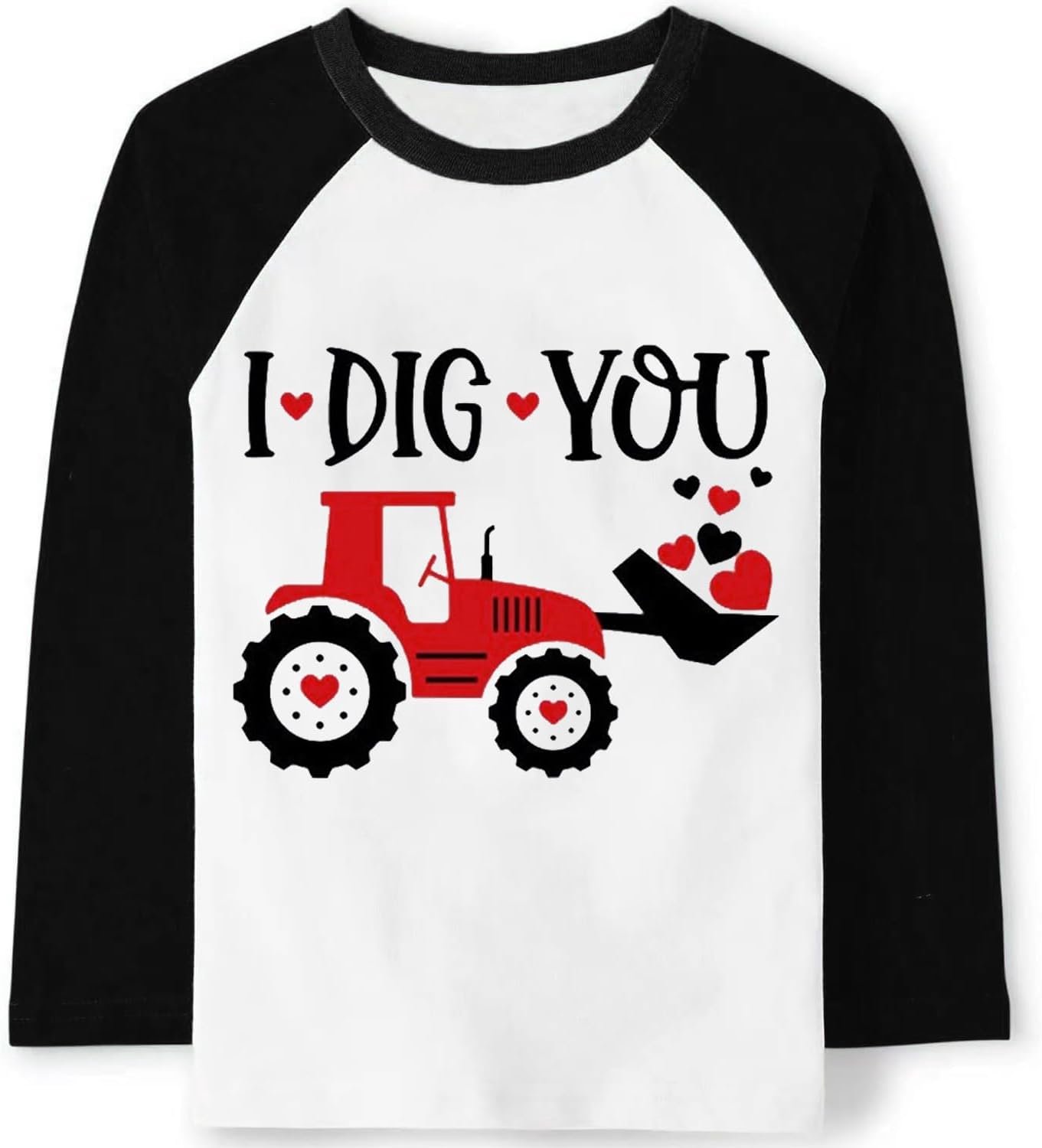 T-shirt met dinosaurus, graafmachine en hartjes voor jongens 2-7 jaar