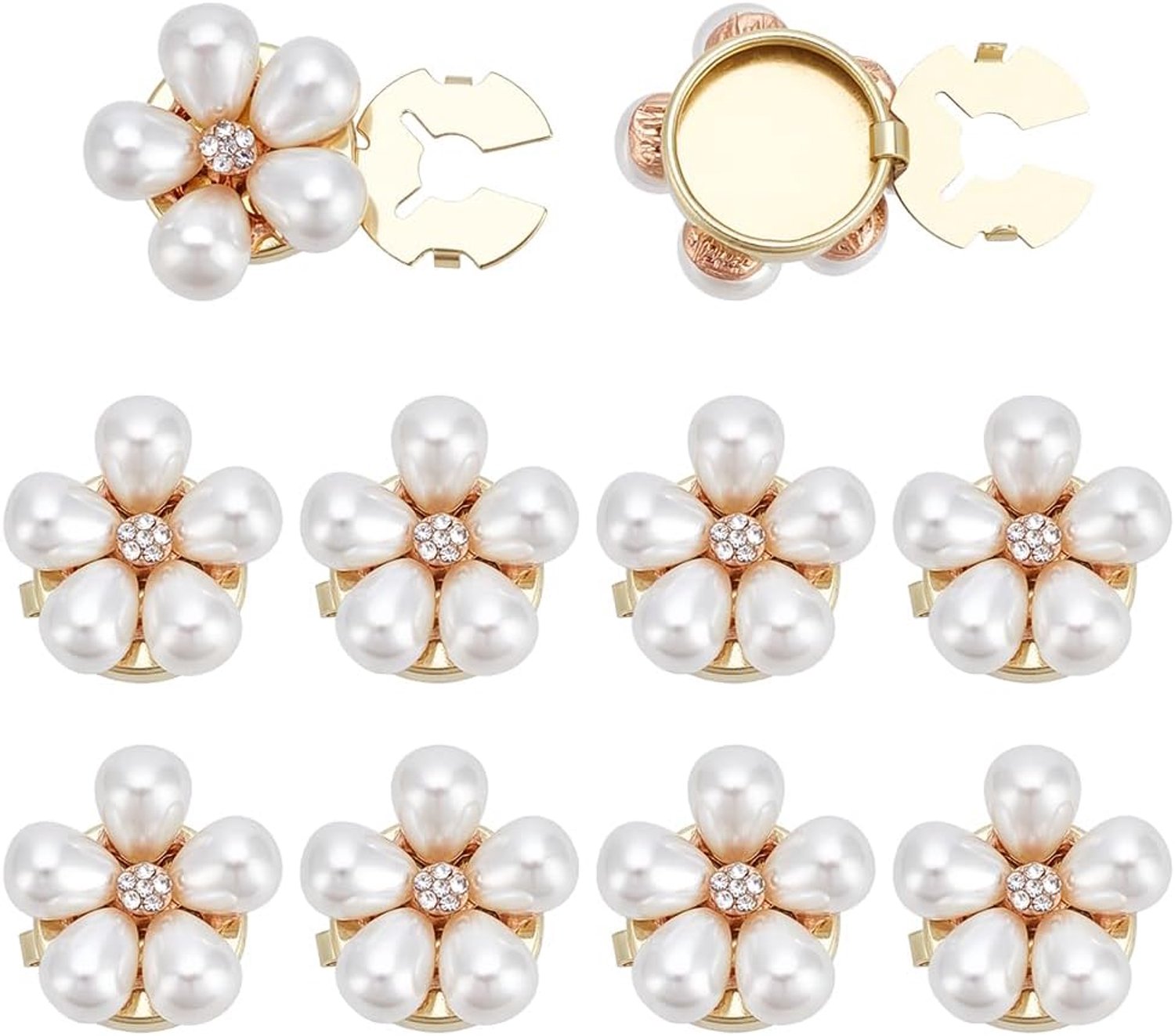 10 Stks Parel Knop Covers Strass Bloem Knop Covers