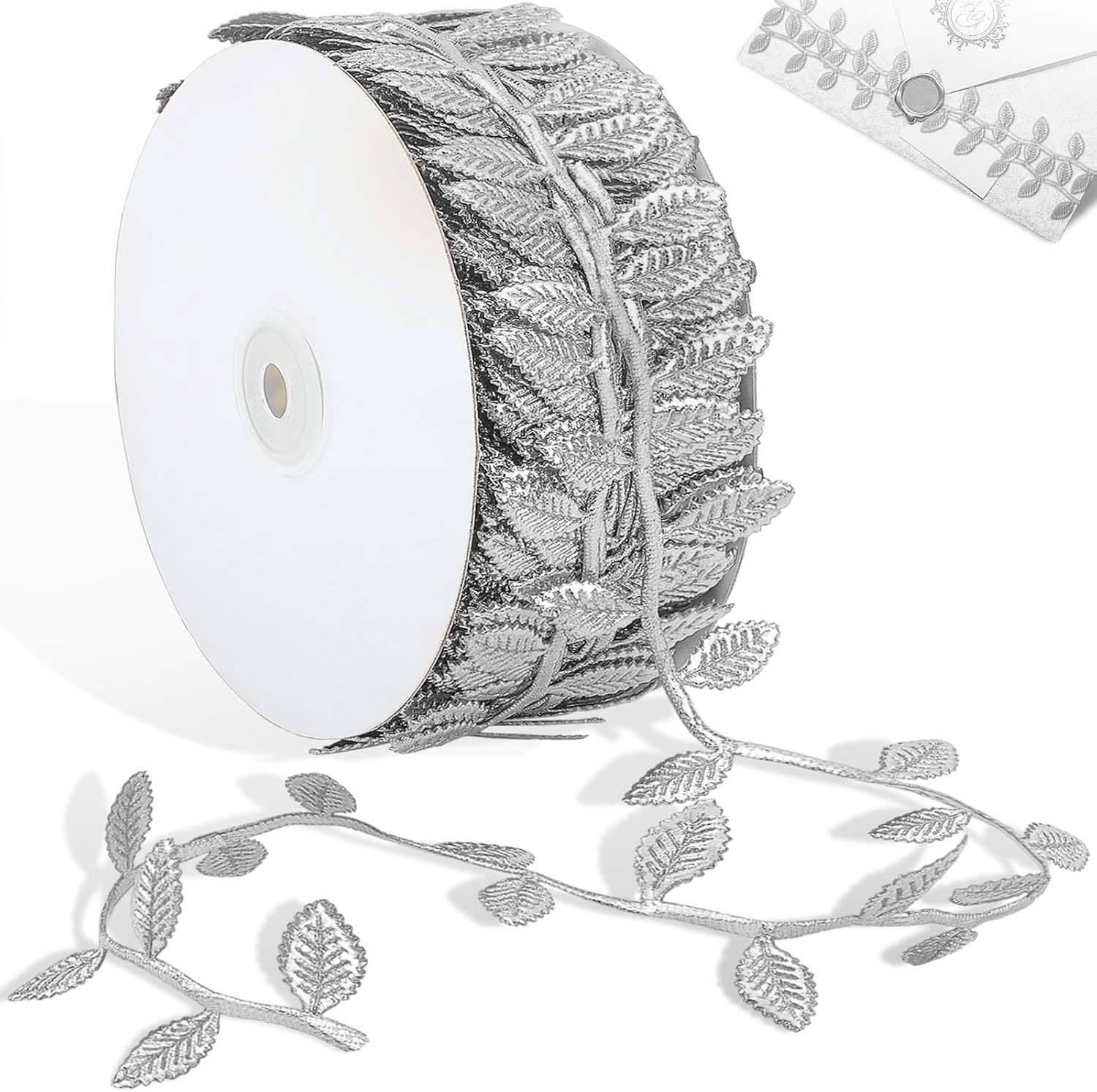 Decoratieve Kunststof Bladeren 18m Kerstguirlande Cadeaulint voor DIY Feest en Bruiloft (Zilver)