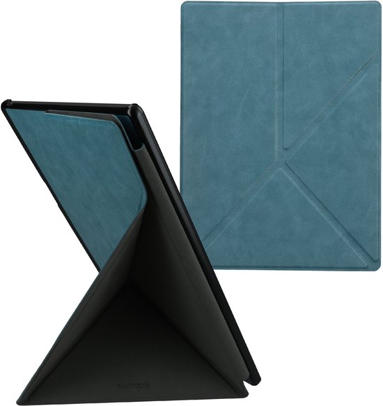 kwmobile e-reader hoesje geschikt voor Pocketbook InkPad One hoes - Ereader flip case met standaard - E reader cover van kunstleer - In petrol — afbeelding 3