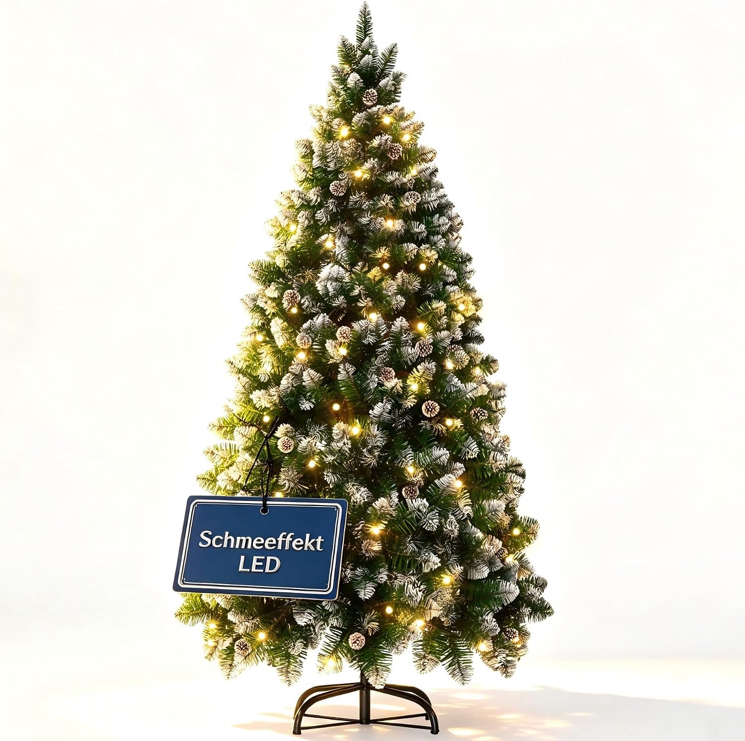 180 cm sneeuwboom, led, dennenappels, pvc-metalen standaard
