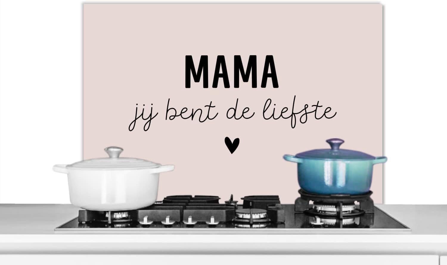 Spatscherm Keuken - 90x60 cm - Spreuken - Mama jij bent de liefste - Moeder - Quotes