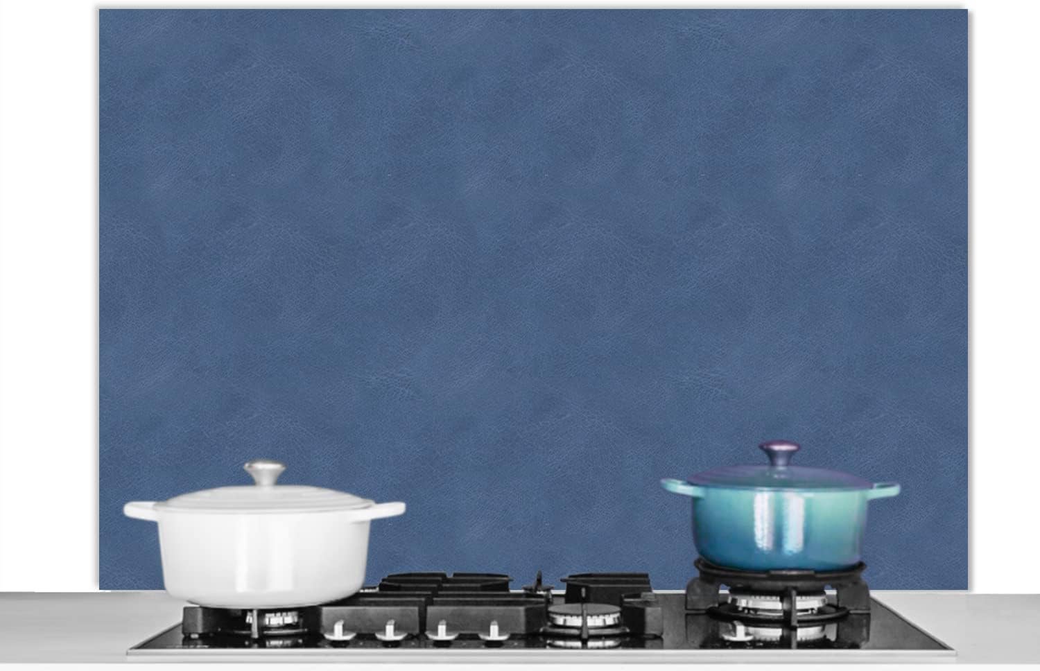 Spatscherm Keuken - 120x80 cm - Leer - Blauw - Dierenhuid