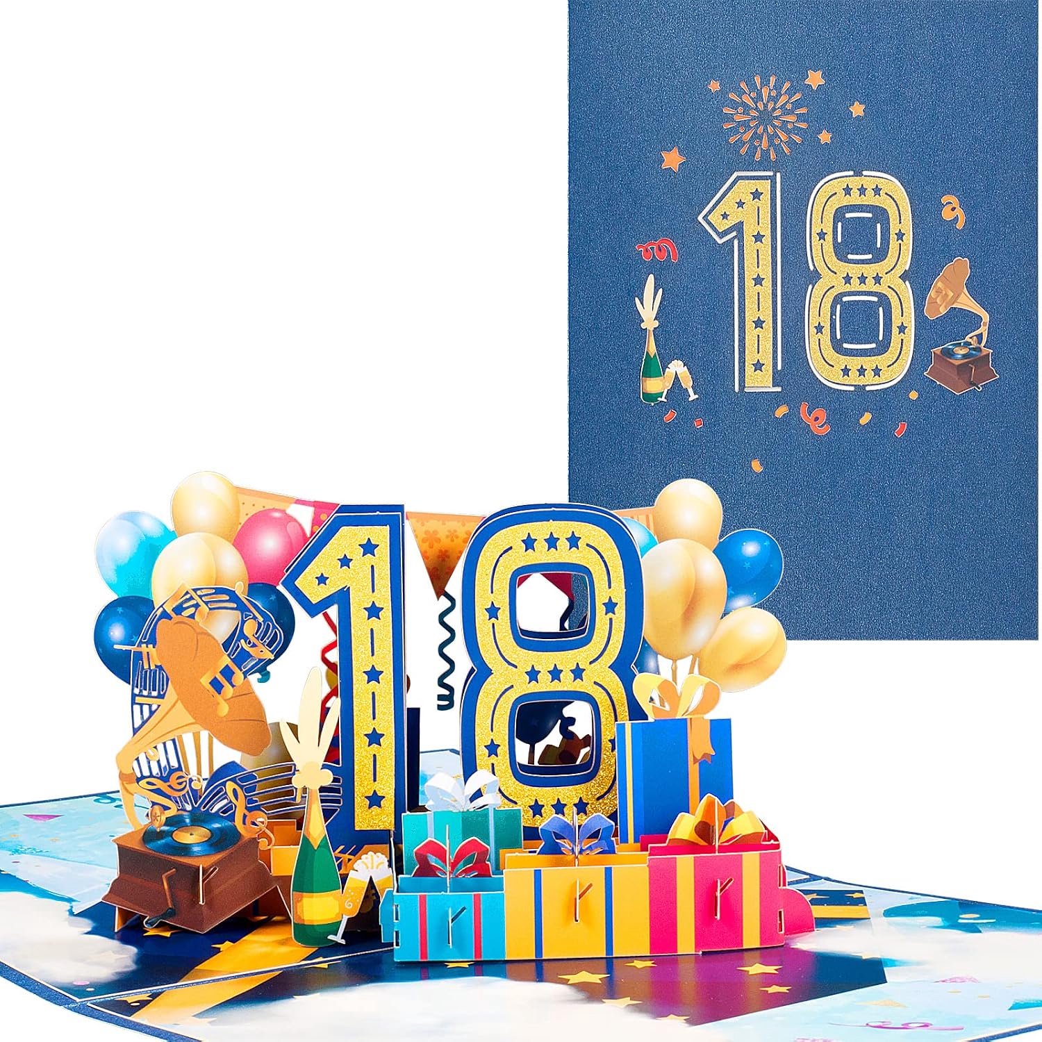 18e verjaardag pop-up kaart, 3D-wenskaart voor 18e verjaardag, wenskaart voor verjaardagen, huwelijken, vriendschappen, werkplek
