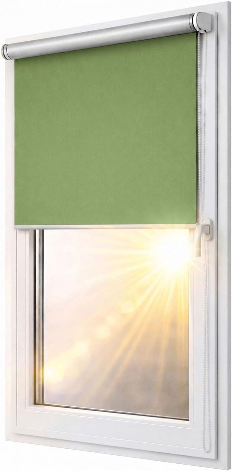 Verduisterend rolgordijn Blackout Silver Klemmfix zonder boren 94x230 cm groen - compleet voorgemonteerd met ingebouwd mechanisme, multistop
