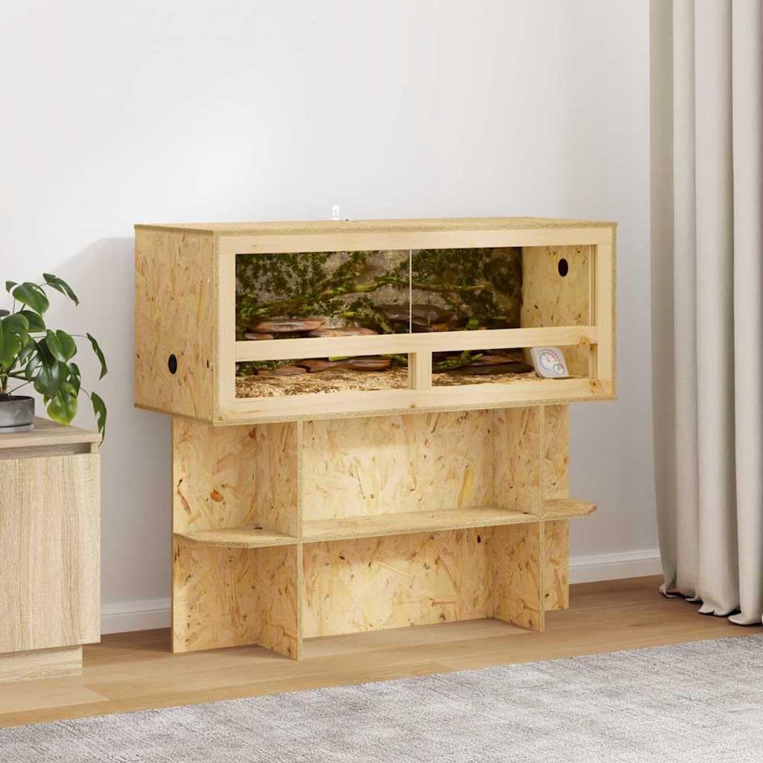 Terraria van OSB, 100 x 40 x 50 cm, reptielen, onderkast met plank, bodem voor terrarium