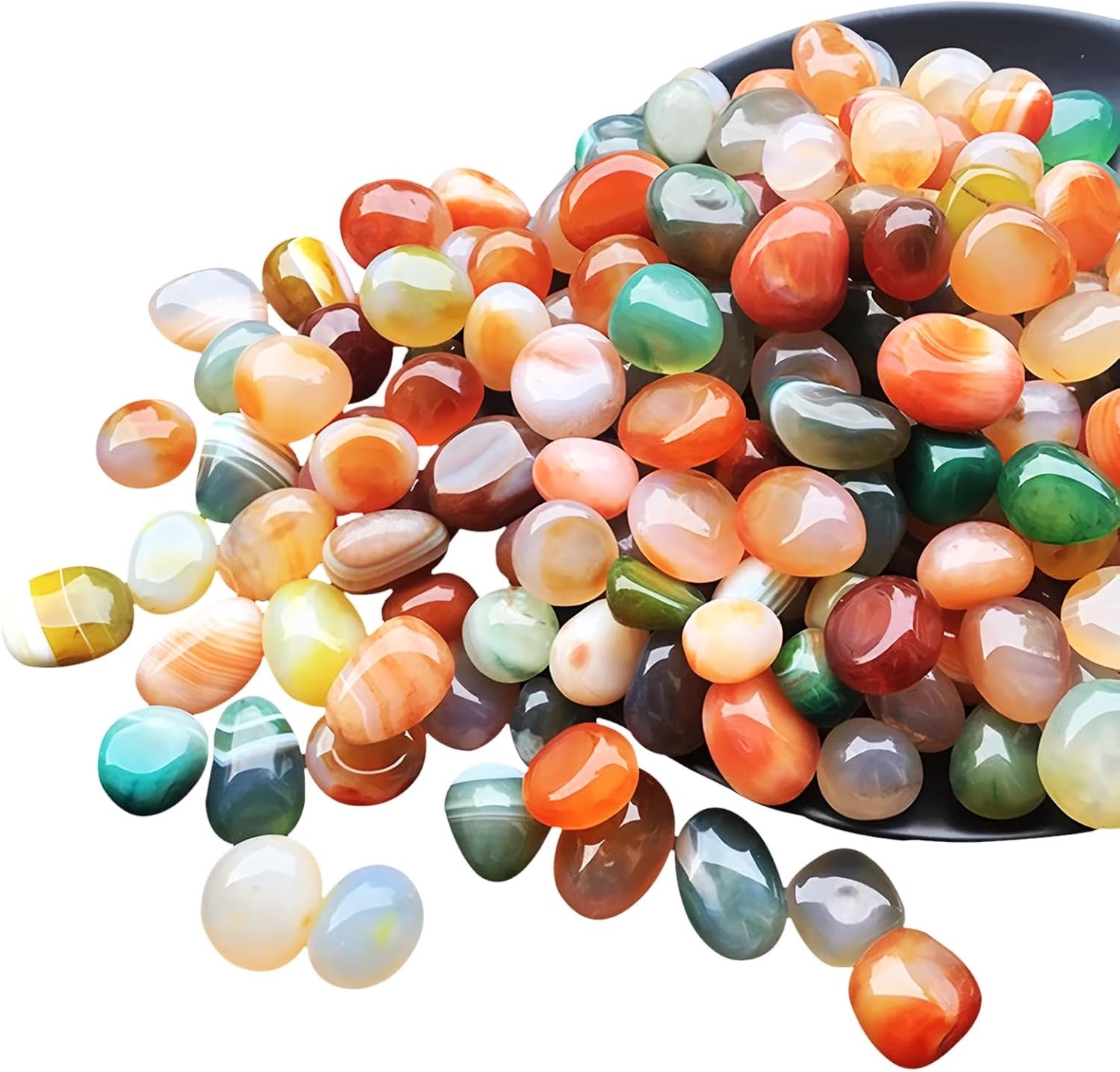 250g Natuurlijke Gekleurde Agaat Steen Gepolijste Healing Kristallen Set (1-2 cm) Multifunctioneel DIY Handgemaakt Materiaal, Woondecoratie, Tuinieren en Landscaping, Regenboog Gekleurd