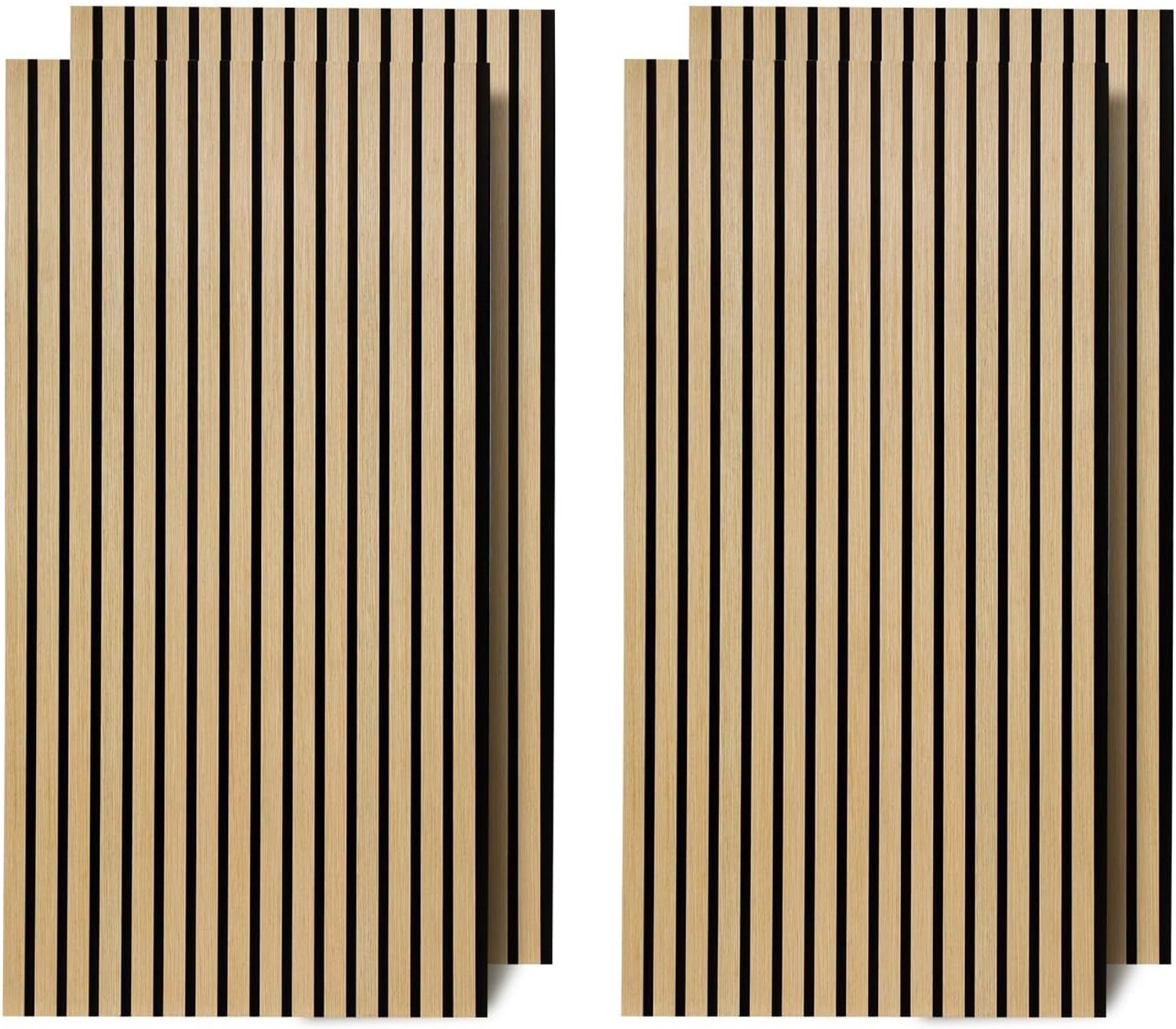 4 x akoestische wandpanelen, houtlook, 120 x 60 cm, geluidsabsorberende wandbekleding, akoestische panelen voor geluidsreductie en akoestiek, wandpanelen voor woonkamer, kantoor, studio, eiken
