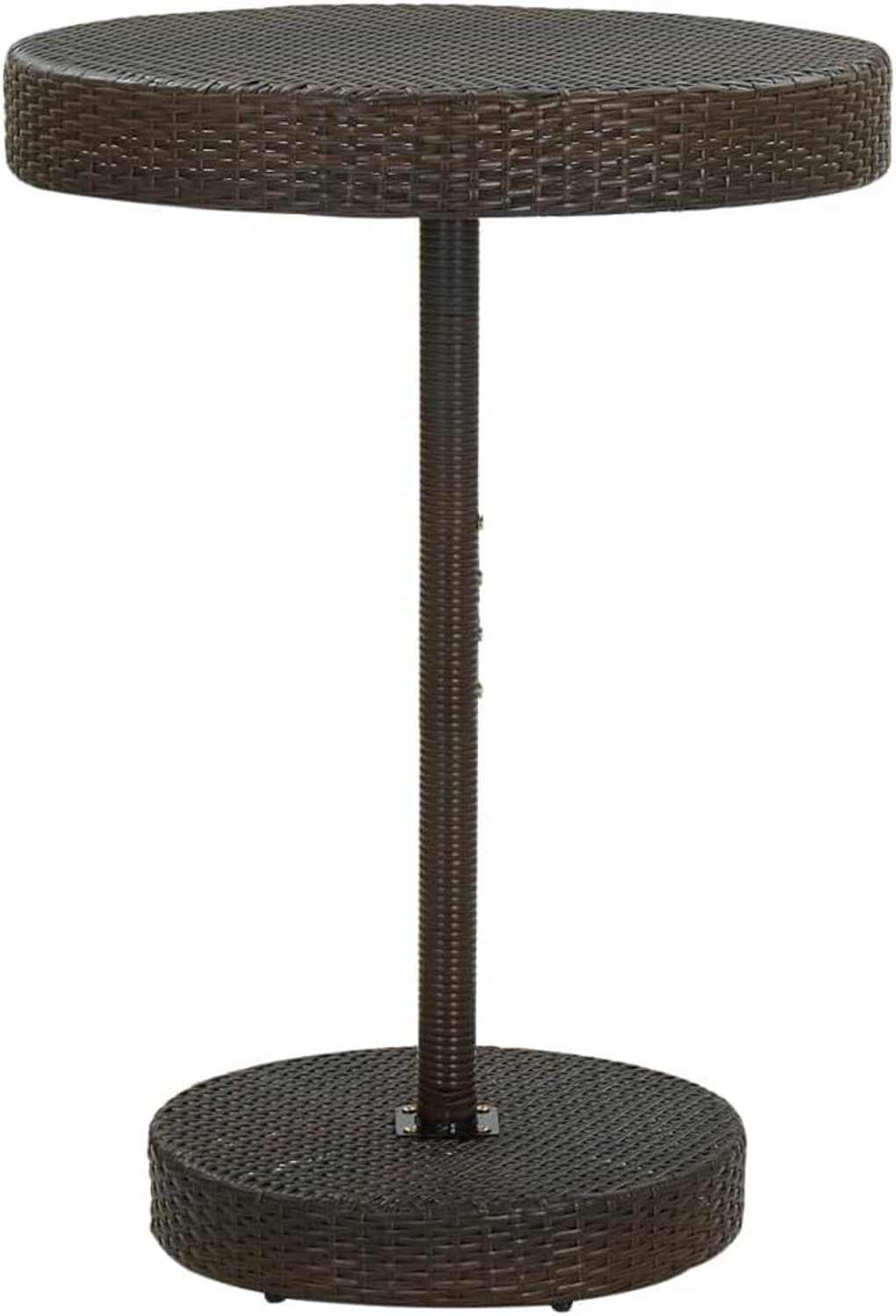 Tuintafel van polyrotan bruin, 75,5 x 106 cm, met gepoedercoat stalen frame en duurzame PE-vlechtbekleding, set van 4 stoelen, voor terras, tuinmeubelen, eettafel