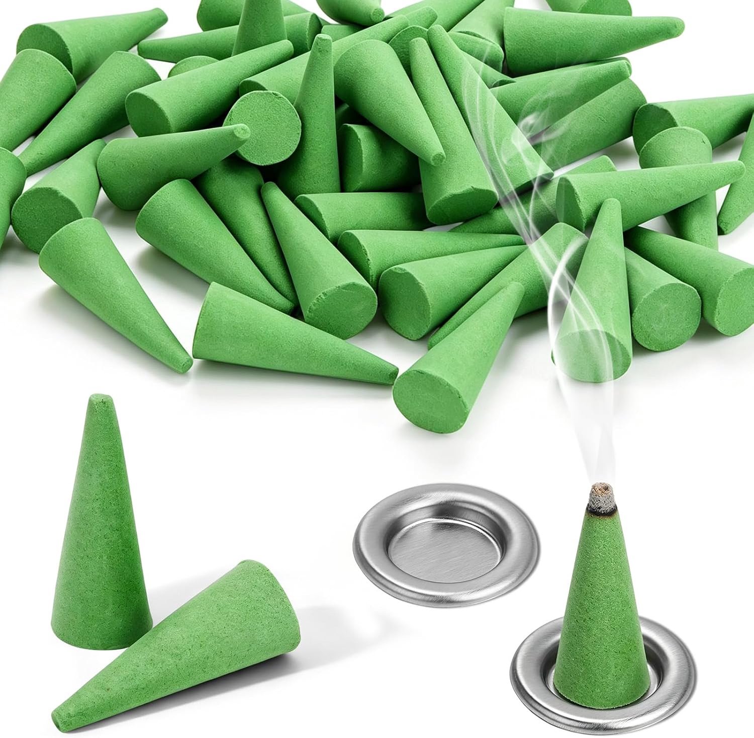 Wierookkegels, citronella wierookkegels, citroengras met 2 schalen voor terras, tuin, balkon, picknick, camping, outdoor, vissen, citroengraskaarsen
