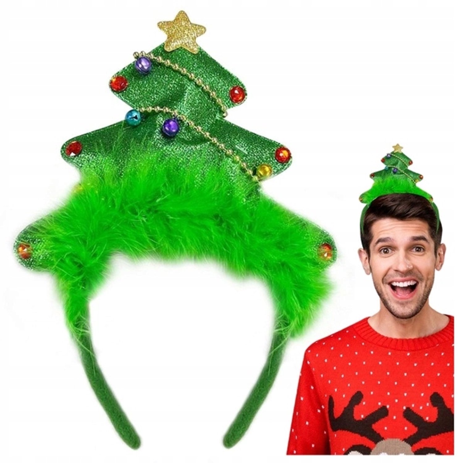 Kerstboom Hoofdband Groen - Feestelijk Accessoire voor Verkleedpartijen