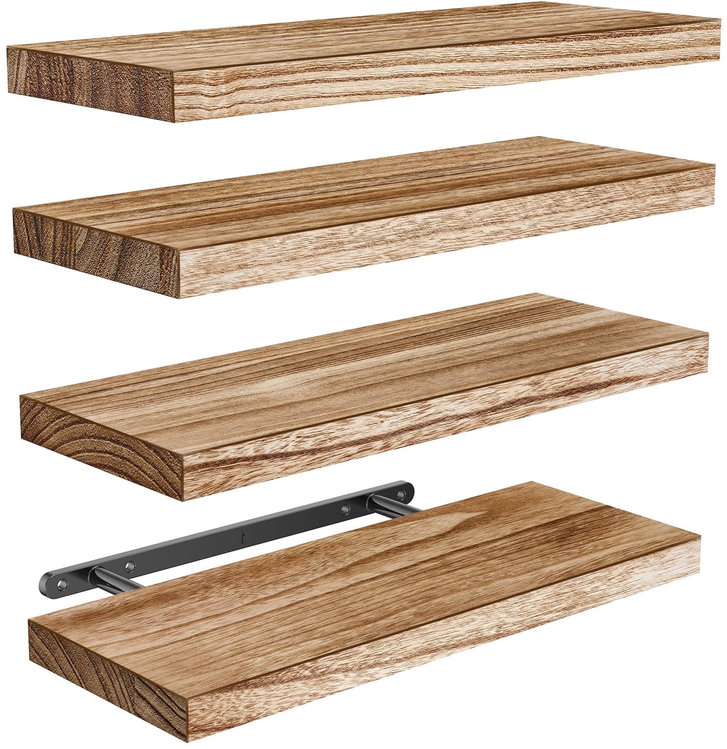 Wandrek - Paulownia-hout - 40 x 15 cm - Set van 4
