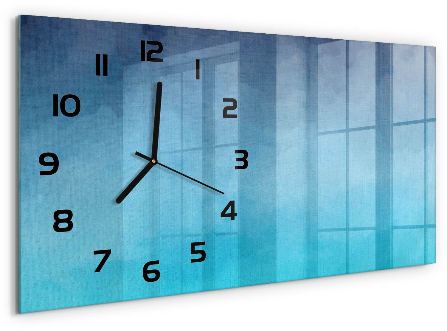 TULUP Wandklok - Rook Gekleurde Glazen Klok - 60x30 cm - Groente Glazen Klok Met Print - Zwarte handen - Rechthoekige Klok - Moderne Wandklok Glas - Wandklok Glas Decoratie
