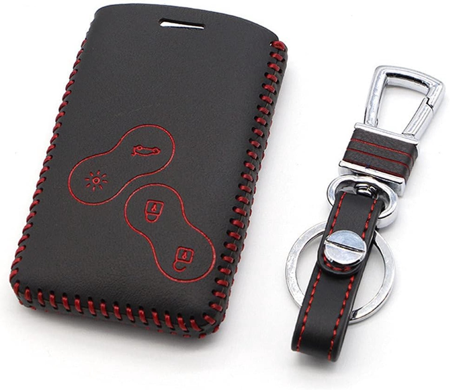 Autosleutelhoesje sleutelhanger voor Renault Clio Scenic Megane Duster Sandero Captur Twingo Koleos 4 toetsen afstandsbediening (rood)