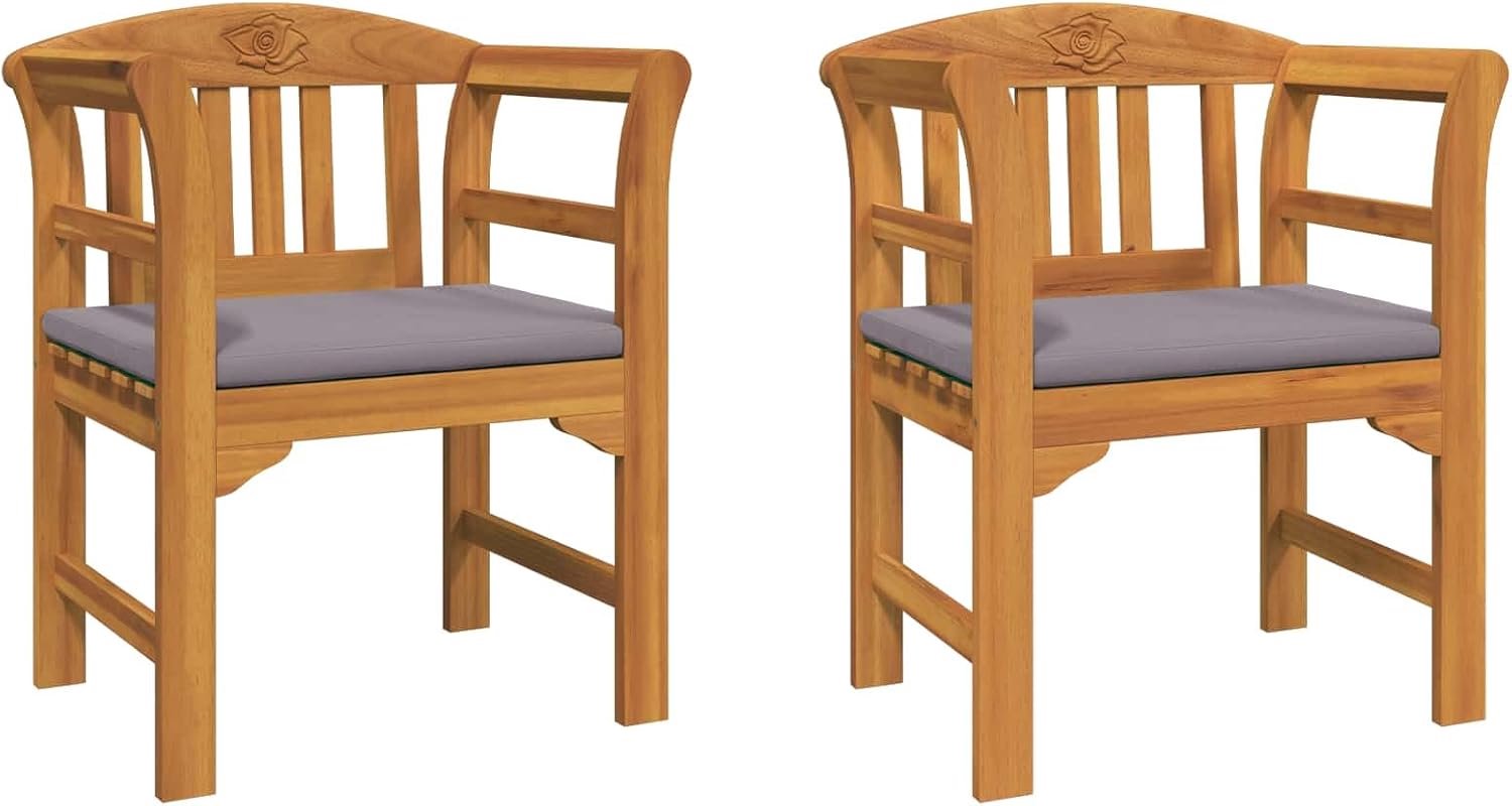 Rozenbank van massief acaciahout, 68,5 x 46 x 82,5 cm, handgesneden rozendetails, outdoorbank voor tuin, terras en balkon