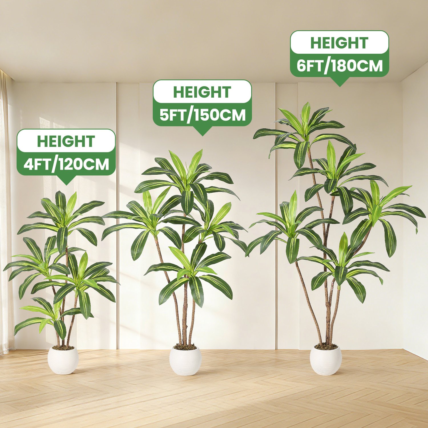 Kunstmatige Dracaena Boom - 120cm - PE Kunststof - Groen - Binnen Woondecoratie - Kunstplant