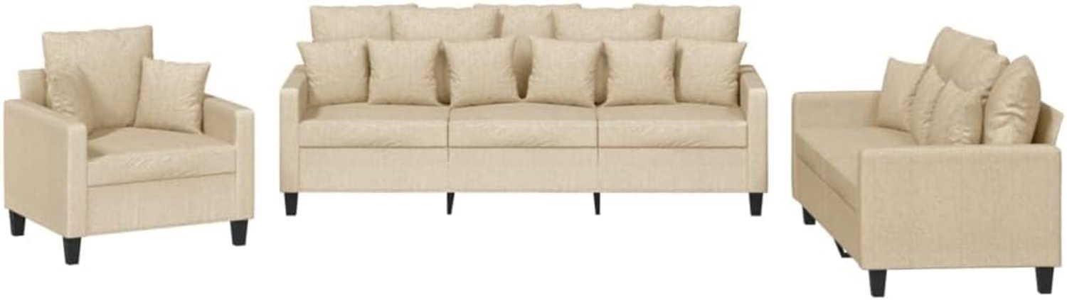 3-delig. Sofa set met kussen crème stof woonkamer bank kantoor sofa slaapkamer sofa lounge sofa voor woonkamer, slaapkamer, logeerkamer