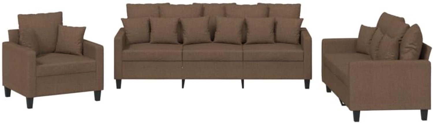 Slaapbank Kantoor Sofa 3-delig Sofa Set met Kussen Bruin Stof voor Woonkamer, Slaapkamer Kantoor