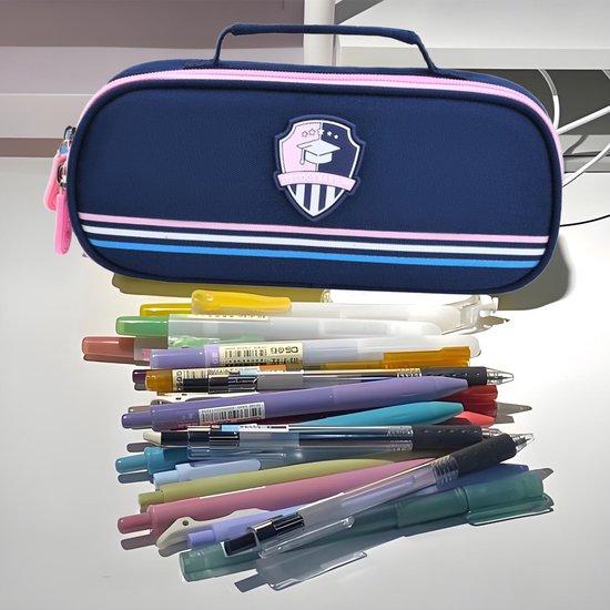 Zilver etui voor scholieren met handvat, drielaags pennenetui, basisschool, middelbare school, schrijfwarenbox, multifunctioneel, grote capaciteit, Britse stijl — afbeelding 5