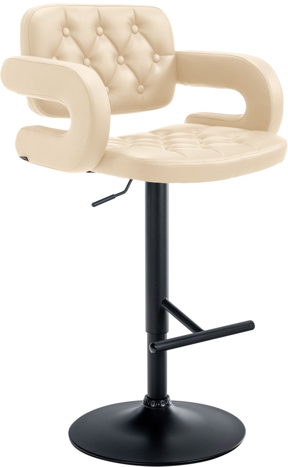 Luxe Comfort Barkruk - Verstelbaar - Crème creme zwart