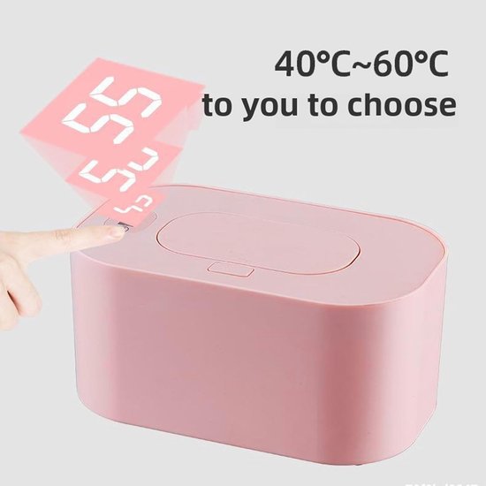 USB Doekjeswarmer - Draagbare Verwarmer - Babyverzorging Thuis - Instelbare Temperatuur - Voor 80 Doekjes - Roze — afbeelding 3