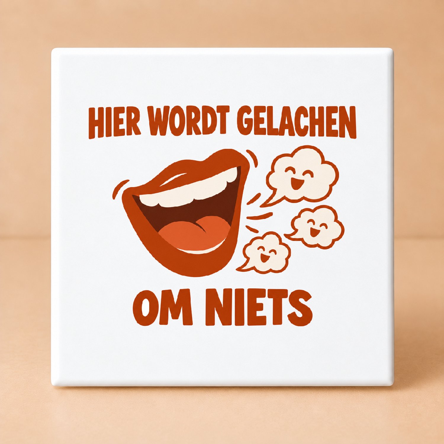 Bedruk King Vrolijke Gezelligheidsmaxxing Tegel – Kleurige Wanddecoratie voor Sfeermakers en Gezellige Huizen - 15 x 15 cm Wit
